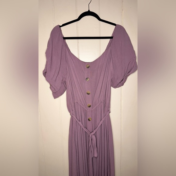 City Chic Tropical Tie Maxi Dress Plus Size M (18) Pink Woodrose - Picture 5 of 8